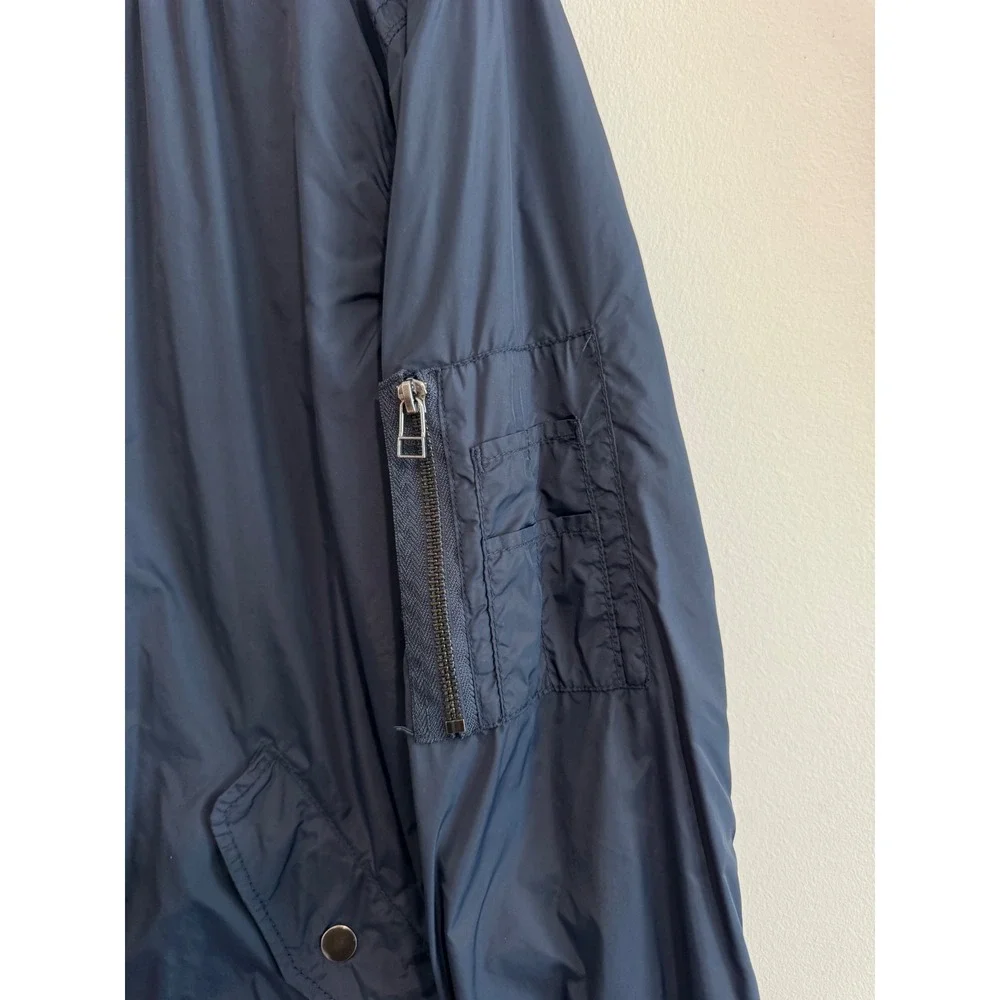 H&M LOGG Bomber Flight Jacket Mens Size M Navy Blue Utility Sleeve Pocket